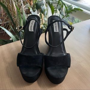 Steve Madden Black Truce Suede Wedges - 8